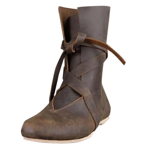Herren Piratenstiefel Mittelalter, Pu-Leder Retro-Stiefel Für Männer Hohe Stiefel Wikinger Hohe Knie Schnürschuhe Kurze Kanisterstiefel Wikingerstiefel Renaissance Steampunk Schuhe Verstellbare Herren Piratenstiefel Mittelalter, Pu-Leder Retro-Stiefel Für Männer Hohe Stiefel Wikinger Hohe Knie Schnürschuhe Kurze Kanisterstiefel Wikingerstiefel Renaissance Steampunk Schuhe Verstellbare von Generisch