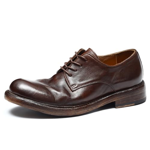 Herren Retro Weiches Echtes Leder Derbys Handgefertigte Rindsleder Schuhe Lässige Schnürhalbschuhe,Braun,43 Herren Retro Weiches Echtes Leder Derbys Handgefertigte Rindsleder Schuhe Lässige Schnürhalbschuhe,Braun,43 von Generisch