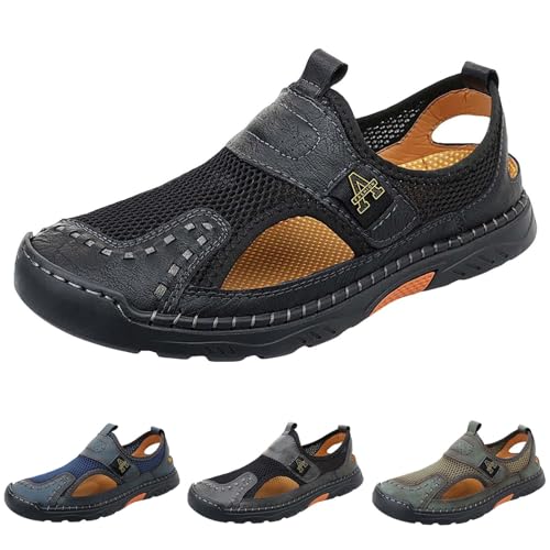 Herren-Sandalen aus Netzstoff, geschlossene Zehen, Waten, Strandschuhe, Schlupfschuhe, atmungsaktiv, Trekking-Slider, leicht, sportlich, Hausschuhe, Outdoor, Nähte, bequeme Angelsandalen, grün, 42 2/3 Herren-Sandalen aus Netzstoff, geschlossene Zehen, Waten, Strandschuhe, Schlupfschuhe, atmungsaktiv, Trekking-Slider, leicht, sportlich, Hausschuhe, Outdoor, Nähte, bequeme Angelsandalen, grün, 42 2/3 von Generisch