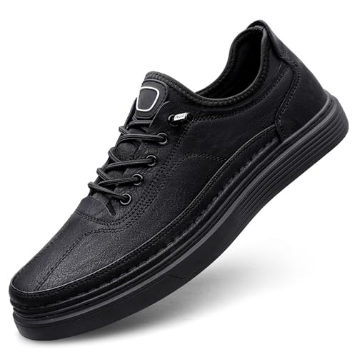 Herren-Sneaker, echtes Leder, modisch, schlicht, niedrig, elastisch, Schnürung, Slipper, Freizeitschuhe, bequem, klassische Tennisschuhe, Schwarz , 41 1/3 EU Herren-Sneaker, echtes Leder, modisch, schlicht, niedrig, elastisch, Schnürung, Slipper, Freizeitschuhe, bequem, klassische Tennisschuhe, Schwarz , 41 1/3 EU von Generisch
