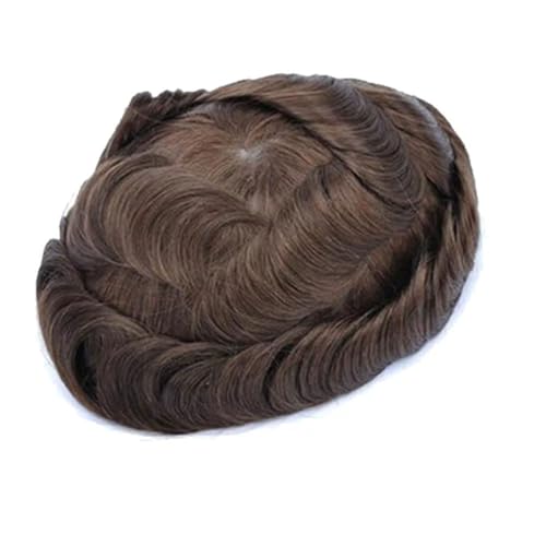 Herren-Toupet 0,12 mm, langlebige Voll-PU-Perücke für natürliches männliches Haar, Prothese, 100 % Echthaar, 30 mm, gewelltes Toupet, 7 x 9 # 130 Dichte, Farbe 4 Herren-Toupet 0,12 mm, langlebige Voll-PU-Perücke für natürliches männliches Haar, Prothese, 100 % Echthaar, 30 mm, gewelltes Toupet, 7 x 9 # 130 Dichte, Farbe 4 von Generisch