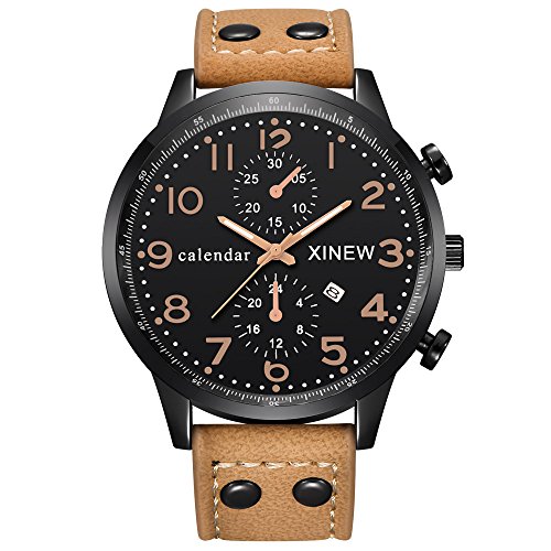 Herren Uhr Männer Armbanduhren Männer Handgelenk Datum Quarz Stahl Anatives Uhrenmodell Sports Edelstahl Herrenuhr Damen Armbanduhr Uhren Schmuck (Khaki, One Size) von Generisch