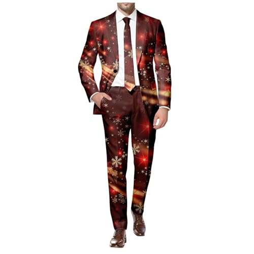 Herren-Weihnachtsanzug, 2-teilig, hässliche Weihnachtsjacken, Mäntel, Hosen, Set, Weihnachtsmann, Schneeflocken-Druck, Smoking, Weihnachtskleidung für Herren, Weihnachtsanzug, Jacke für Herren, für Herren-Weihnachtsanzug, 2-teilig, hässliche Weihnachtsjacken, Mäntel, Hosen, Set, Weihnachtsmann, Schneeflocken-Druck, Smoking, Weihnachtskleidung für Herren, Weihnachtsanzug, Jacke für Herren, für von Generisch