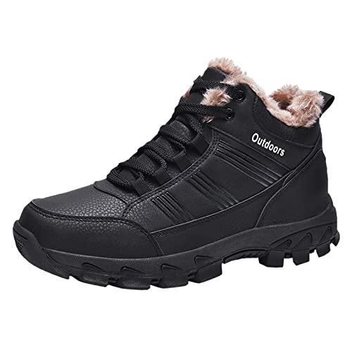 Herren Winterschuhe Winterstiefel Warm Gefüttert Schuhe Herren Boots rutschfeste Outdoor Trekkingschuhe (Black, 43) von Generisch