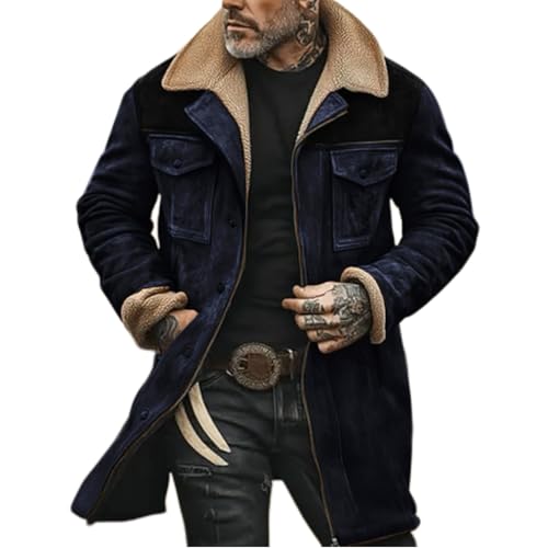 Herren gefüttert Vintage Lederjacke Wildledertasche Plüsch umgekehrter Kragen Freizeitjacke Warm Casual Mantel für Winter Wolle Wintermantel mit Kurze Gefütterte Winterjacke für Männer Herren gefüttert Vintage Lederjacke Wildledertasche Plüsch umgekehrter Kragen Freizeitjacke Warm Casual Mantel für Winter Wolle Wintermantel mit Kurze Gefütterte Winterjacke für Männer von Generisch