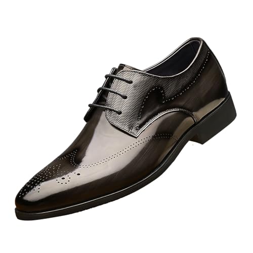 Herrenschuhe, klassisch, Business-Lederschuhe, modisch, Retro, lässig, einfarbig, Schnürschuhe, Lederschuhe, Suite-Schuhe, Herren, Z1 Grau, 41 1/3 EU von Generisch