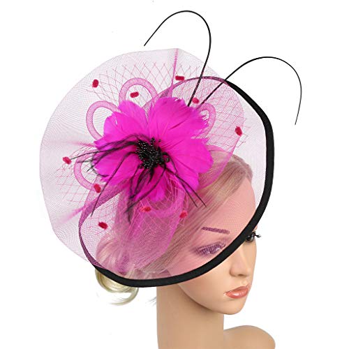 Hochzeit Cocktail Clip Haare Frauen Friseur Pin Hut Party Faschierungen Teekopfband Head Band (Hot Pink, One Size) von Generisch