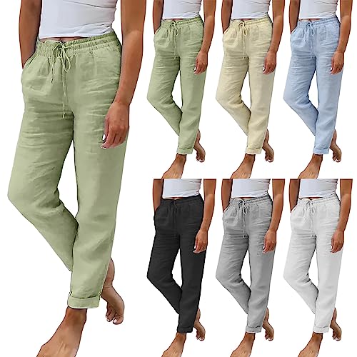 Hosenrock Damen Sommer Leinenhose Damen Sommer,Leinen Lang 7/8 Hose Baumwolle Casual Leicht Sommerhose Einfarbig Loose Fit Stoffhose Elastischem Kordelzug Freizeithose Strandhose Palazzo Hose Hosenrock Damen Sommer Leinenhose Damen Sommer,Leinen Lang 7/8 Hose Baumwolle Casual Leicht Sommerhose Einfarbig Loose Fit Stoffhose Elastischem Kordelzug Freizeithose Strandhose Palazzo Hose von Generisch