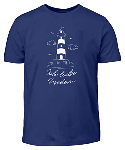 Ich Liebe Usedom Insel Leuchtturm Ostseeinsel Meer T-Shirt Urlaubserinnerung - Kinder T-Shirt -9/11 (134/146)-Indigo von Generisch