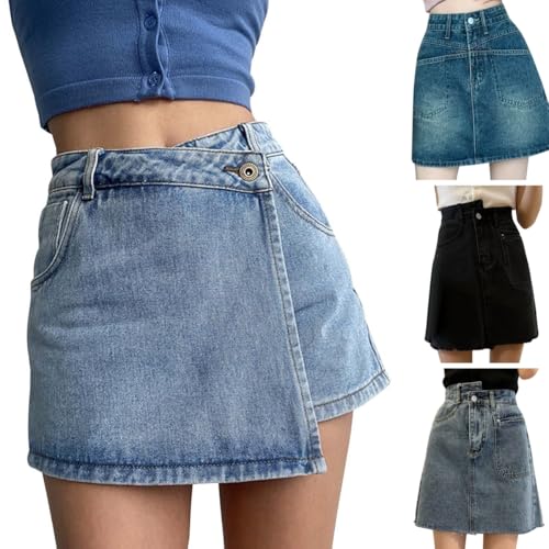 Jeans Minirock, Jeansrock Damen Kurz Sommer Jeans Hosenrock - High Waist Shorts Rock Kurze Elegant Sommerrock Bermuda Stretch Y2K Minirock Casual Mini Skirt Jeans Minirock, Jeansrock Damen Kurz Sommer Jeans Hosenrock - High Waist Shorts Rock Kurze Elegant Sommerrock Bermuda Stretch Y2K Minirock Casual Mini Skirt von Generisch
