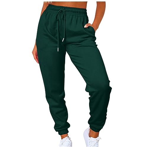 Jogginghose Damen, Sporthose Lang Sweatpants Lässige Lose Freizeithose, Cordhose Damen Stretch, Jogginghosen für Damen, bauchweg Hose Damen, Jogginghose warm Damen, Damen-Unterhosen, L, Dunkelgrün von Generisch