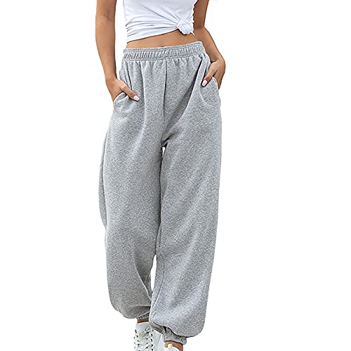 Jogginghose Damen Hohe Taille Kordelzug Warme Freizeithose Weiblich Gefüttert Sporthose Übergröße 2024 Baggy Elegante Damen Jogginghose Outdoor Hose von Generisch