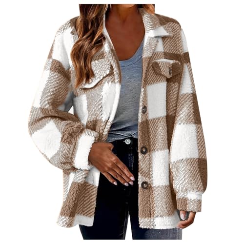 Kariertes Fleecejacke Damen Oversize Hemdjacke Winter Übergangsjacke Warme Shacket Jacke Hemdbluse Lässiges Revers Winterjacke Große Größen Strickjacke Langarm Plüschjacke Wintermantel Kariertes Fleecejacke Damen Oversize Hemdjacke Winter Übergangsjacke Warme Shacket Jacke Hemdbluse Lässiges Revers Winterjacke Große Größen Strickjacke Langarm Plüschjacke Wintermantel von Generisch