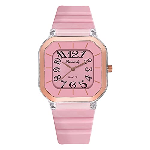 Klassische Herren-Armbanduhr Uhr Damen Trend Farbe Gelee Paar Mode Quarz Sportuhr Silikon Mitte Schüleruhr Schule Damenuhr Für Kinder Video (Pink, One Size) von Generisch