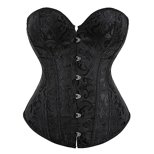 Korsage Damen Bauchweg Sport Stark Formend Sexy Bauchweggürtel Corset Top Spitze Reizwäsche Party Glitzer Korsett Oberteil Corsage Schwarz Mit Bh Mit Push Up Große Größen Taillenformer Waist Trainer von Generisch