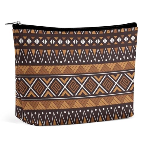 Kosmetiktasche für Damen, afrikanischer Stammesstil, ethnisch, Bohemian, PU-Leder, Make-up-Tasche für Geldbörse, Kulturbeutel, Reise-Organizer-Tasche, Afrikanischer Stammes-, Ethnisch-,, Einheitsgröße von Generisch