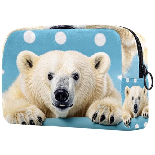 Kosmetiktasche für Damen, gepunktet, Bär, mit Reißverschluss, Kulturbeutel, Reise-Kosmetik-Organizer, multi, 18.5x7.5x13cm/7.3x3x5.1in, Art déco Kosmetiktasche für Damen, gepunktet, Bär, mit Reißverschluss, Kulturbeutel, Reise-Kosmetik-Organizer, multi, 18.5x7.5x13cm/7.3x3x5.1in, Art déco von Generisch
