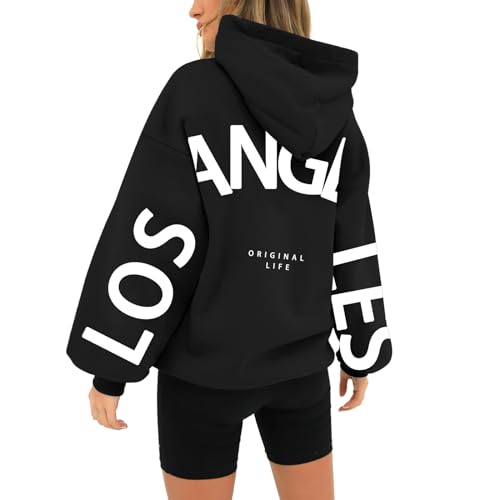 LOS Angeles ORIGINAL Life Zurück Drucken Frosch Kapuzenpullover Damen Hoodie Oversize Oberteile Langarmshirt Teenager Mädchen Frog Pullover Sweatjacke mit Kapuze Herbst Winter Outwear Sport Jacke von Generisch