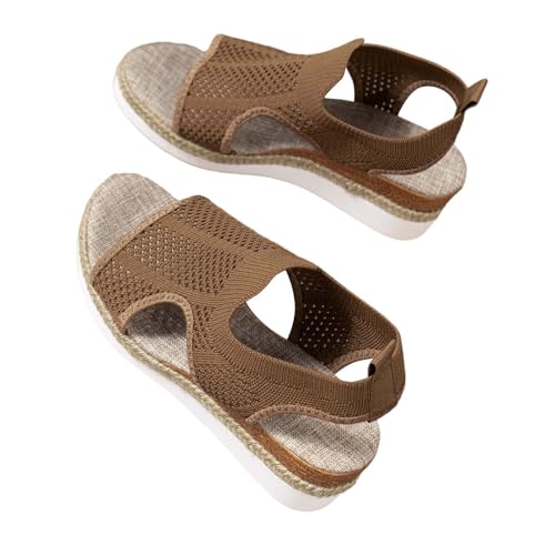 Lässige Damen-Sandalen aus Stretch-Mesh mit schrägem Boden, römische Schuhe, Sommermode, Damen-Sandalen, Leopardenmuster, Sandalen für Damen, Absatzschuhe, braun, 39.5 EU Lässige Damen-Sandalen aus Stretch-Mesh mit schrägem Boden, römische Schuhe, Sommermode, Damen-Sandalen, Leopardenmuster, Sandalen für Damen, Absatzschuhe, braun, 39.5 EU von Generisch