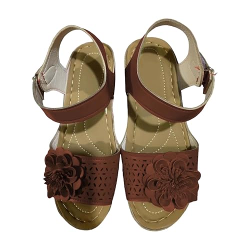 Lässige Damen-Sandalen mit seitlicher Hohl-Gürtelschnalle, schräg unten, römische Schuhe, Sommermode, Damen-Sandalen, Absatz, Keilabsatz, braun, 38 EU Lässige Damen-Sandalen mit seitlicher Hohl-Gürtelschnalle, schräg unten, römische Schuhe, Sommermode, Damen-Sandalen, Absatz, Keilabsatz, braun, 38 EU von Generisch