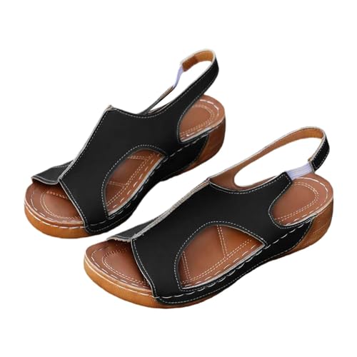 Lässige Damen-Sandalen mit seitlicher Hohl-Gürtelschnalle, schräg unten, römische Schuhe, Sommermode, Damen-Sandalen, elegante Sandalen für Damen, Keilabsatz, schwarz 1, 5 UK 3X-Narrow Lässige Damen-Sandalen mit seitlicher Hohl-Gürtelschnalle, schräg unten, römische Schuhe, Sommermode, Damen-Sandalen, elegante Sandalen für Damen, Keilabsatz, schwarz 1, 5 UK 3X-Narrow von Generisch