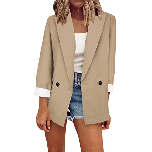 Lässige Damen-Strickjacke mit Taschen, drapierte Vorderseite, Arbeitsanzug, Übergröße, Herbstkleidung für Damen, khaki, S Lässige Damen-Strickjacke mit Taschen, drapierte Vorderseite, Arbeitsanzug, Übergröße, Herbstkleidung für Damen, khaki, S von Generisch