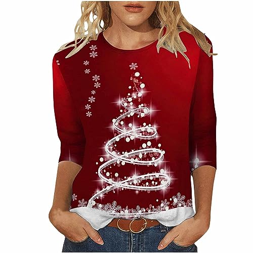 Langarmshirt Weihnachten Damen Weihnachtsshirt Lustig Weihnachtspullover 3/4 Ärmel Bluse Elegant Festliche Oberteile Ugly Christmas Sweater Weihnachtsbaum Hemdbluse Tops Baggy Longshirt Langarmshirt Weihnachten Damen Weihnachtsshirt Lustig Weihnachtspullover 3/4 Ärmel Bluse Elegant Festliche Oberteile Ugly Christmas Sweater Weihnachtsbaum Hemdbluse Tops Baggy Longshirt von Generisch