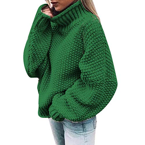 Lange Weste Damen Strick Solide, lässige, lange, gestrickte Ärmel aus dem Pullover. Damen-Schulterpullover Feinstrick Cardigan Damen (Green, M) von Generisch