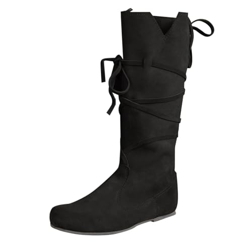 Langschaft Stiefel Damen Herren Renaissance-Schlupfstiefel - Mittelalterliche Retro Cowboystiefel Westernstiefel SchnüRstiefel - Leder Rutschfest Damenstiefel Cosplay KostüM Freizeitstiefel Langschaft Stiefel Damen Herren Renaissance-Schlupfstiefel - Mittelalterliche Retro Cowboystiefel Westernstiefel SchnüRstiefel - Leder Rutschfest Damenstiefel Cosplay KostüM Freizeitstiefel von Generisch