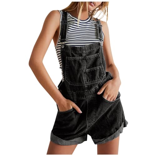 Latzhose Damen Sommer Jeans Kurz Jeanslatzhose Schnallenriemen Verstellbare Riemen Cargo Shorts Trägerhose Denim mit Taschen Schwarz L Latzhose Damen Sommer Jeans Kurz Jeanslatzhose Schnallenriemen Verstellbare Riemen Cargo Shorts Trägerhose Denim mit Taschen Schwarz L von Generisch