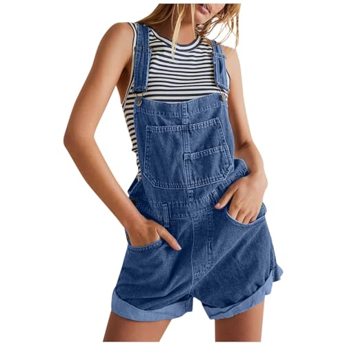 Latzhose Damen Sommer Jeans Kurz Jeanslatzhose Schnallenriemen Verstellbare Riemen Cargo Shorts Trägerhose Denim mit Taschen Dunkelblau S Latzhose Damen Sommer Jeans Kurz Jeanslatzhose Schnallenriemen Verstellbare Riemen Cargo Shorts Trägerhose Denim mit Taschen Dunkelblau S von Generisch