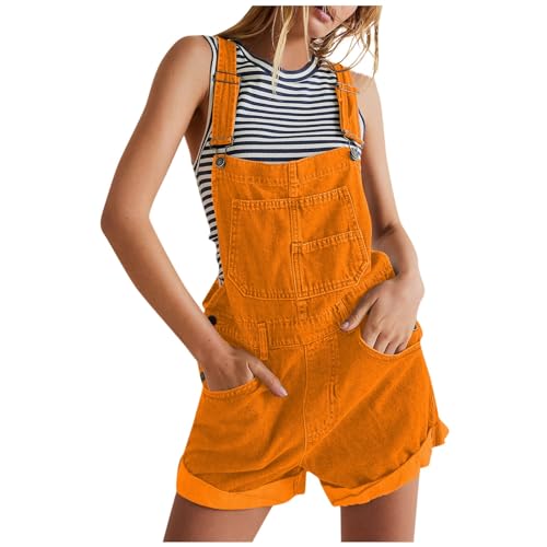Latzhose Damen Sommer Jeans Kurz Jeanslatzhose Schnallenriemen Verstellbare Riemen Cargo Shorts Trägerhose Denim mit Taschen Orange M Latzhose Damen Sommer Jeans Kurz Jeanslatzhose Schnallenriemen Verstellbare Riemen Cargo Shorts Trägerhose Denim mit Taschen Orange M von Generisch