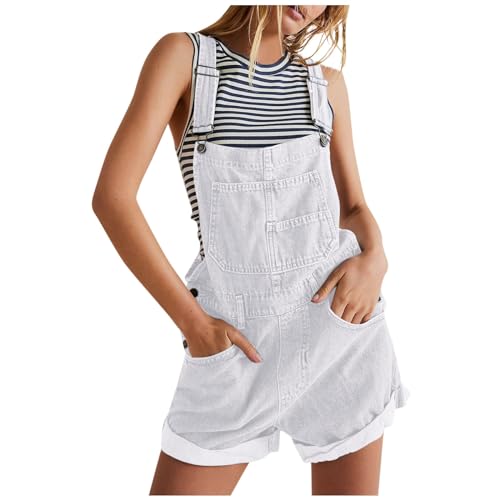Latzhose Damen Sommer Jeans Kurz Jeanslatzhose Schnallenriemen Verstellbare Riemen Cargo Shorts Trägerhose Denim mit Taschen Weiß M Latzhose Damen Sommer Jeans Kurz Jeanslatzhose Schnallenriemen Verstellbare Riemen Cargo Shorts Trägerhose Denim mit Taschen Weiß M von Generisch