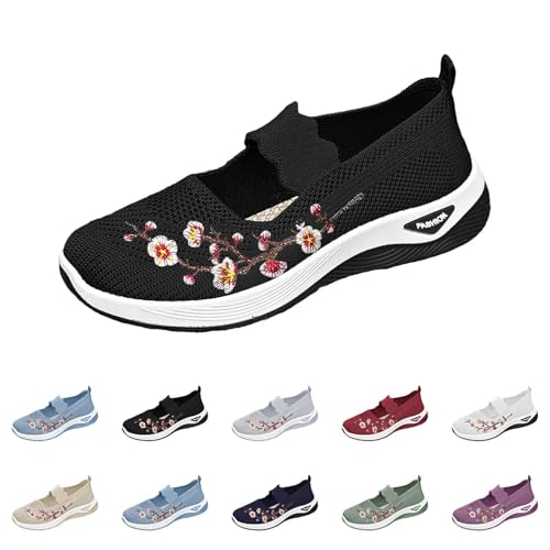Laufschuhe zum Hineinschlüpfen für Damen, breite Passform, Keilabsatz, Sneaker, lässig, modisch, rutschfeste Schuhe, leicht, niedrig, Schnürung, orthopädische Turnschuhe, atmungsaktives Netzgewebe Laufschuhe zum Hineinschlüpfen für Damen, breite Passform, Keilabsatz, Sneaker, lässig, modisch, rutschfeste Schuhe, leicht, niedrig, Schnürung, orthopädische Turnschuhe, atmungsaktives Netzgewebe von Generisch
