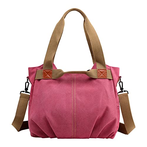 Lederhandtasche Damen Schwarz Arbeitstasche Retro Eine Schulter Umhängetasche frauen Große Kapazität Handtasche frauen Einfache Vielseitige Leinwand Damen Handtasche Mittelgross (Hot Pink,One Size) Lederhandtasche Damen Schwarz Arbeitstasche Retro Eine Schulter Umhängetasche frauen Große Kapazität Handtasche frauen Einfache Vielseitige Leinwand Damen Handtasche Mittelgross (Hot Pink,One Size) von Generisch