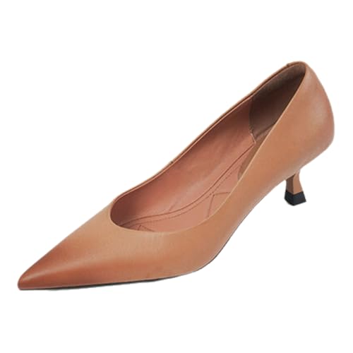Lederpumps Mit Kitten Heels Für Damen, 5,5 cm Hohe Hochzeits- Und Abschlussballschuhe, Bequeme Pumps Mit Geschlossener Spitze Und Niedrigem Absatz Lederpumps Mit Kitten Heels Für Damen, 5,5 cm Hohe Hochzeits- Und Abschlussballschuhe, Bequeme Pumps Mit Geschlossener Spitze Und Niedrigem Absatz von Generisch