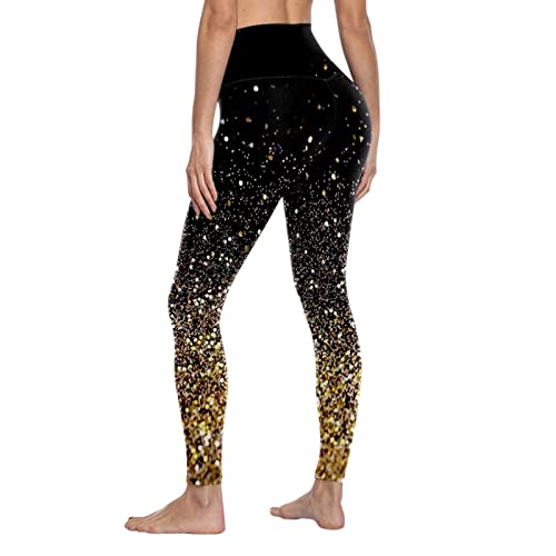 Leggings Für Damen für Sport Gym Fitness Yoga Yogahose Fashion Workout Running Leggings Damen Athletic Fitness Bedruckte Sport-Yogahose Stretch Fitness Leggings Yoga Hosen Laufen Lassen (QD-Gold, S) von Generisch