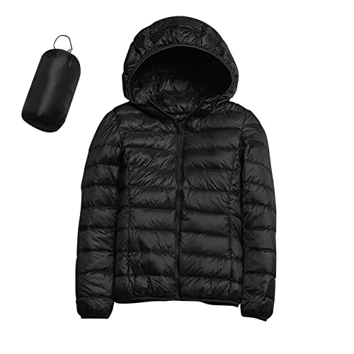 Leichte Daunenjacke Damen Jacke Damen Leichter Daunenmantel Lightweight Steppjacke Leicht Packable Down Jacket Women Federleichte Daunenjacke Frauen Dünne Jacke Daunen Pufferjacke (Black-3, M) von Generisch