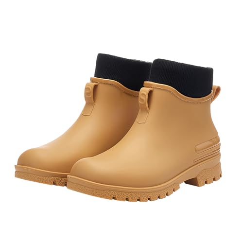 Leichte Gartenstiefel für Herren und Damen, Regenschuhe, Freizeitschuhe, kurze Stiefel, Wasserknöchel, Outdoor, Mode, Herren, Freizeitschuhe, gepolstert, warm, Regenstiefel, braun, 39 1/3 EU von Generisch