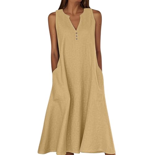 Leinen Kleidung Damen Sommerkleider Ärmellos Blusenkleid Elegant Freizeitkleid Einfarbige Leicht Und Luftig Oberteil Strandkleid Frauen Festkleider Shirtkleid Baumwolle Elegante Summer Dress Leinen Kleidung Damen Sommerkleider Ärmellos Blusenkleid Elegant Freizeitkleid Einfarbige Leicht Und Luftig Oberteil Strandkleid Frauen Festkleider Shirtkleid Baumwolle Elegante Summer Dress von Generisch