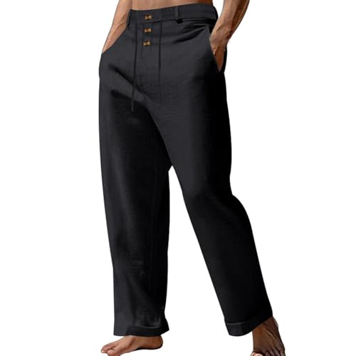 Leinen Leichte Jogginghose Herren Lang Gym - Einfarbiges Fit Leinenhose Loose Sommer Baumwolle Mit Kordelzug Cargo Taschen Freizeithose Bund Elastischer Puimentiua Leicht Für Urlaub Strand Lang Leinen Leichte Jogginghose Herren Lang Gym - Einfarbiges Fit Leinenhose Loose Sommer Baumwolle Mit Kordelzug Cargo Taschen Freizeithose Bund Elastischer Puimentiua Leicht Für Urlaub Strand Lang von Generisch