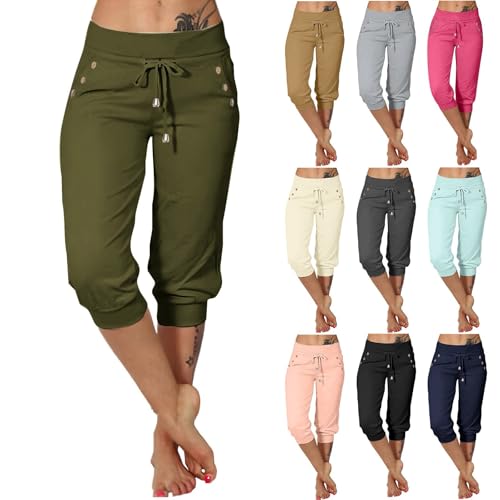 Leinenhose Damen Kurz,3/4 Jogginghose Loose Sommerhose Bequeme Elastische Haremshose Mit Kordelzug Taschen Caprihose Sporthose Strandhose,Kurze Hose Damen Curvy Leinenhose Damen Kurz,3/4 Jogginghose Loose Sommerhose Bequeme Elastische Haremshose Mit Kordelzug Taschen Caprihose Sporthose Strandhose,Kurze Hose Damen Curvy von Generisch