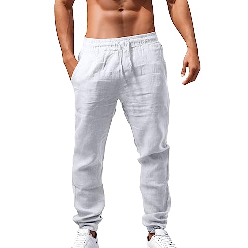 Leinenhose für Herren Loose Leinen Hose mit Kordelzug Taschen Sommer Leinen Hose Weich Atmubgsaktiven Sporthose Straight Leg Leinenhose Bequeme Casual Streetwear Leinenhose für Herren Loose Leinen Hose mit Kordelzug Taschen Sommer Leinen Hose Weich Atmubgsaktiven Sporthose Straight Leg Leinenhose Bequeme Casual Streetwear von Generisch