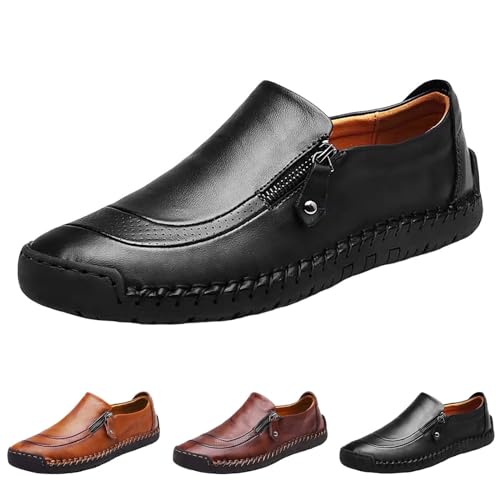Loafers Schuhe für Herren, breite Passform, Lederschuhe, lässig, Business-Schuhe, atmungsaktiv, bequem, einfach, Wanderschuhe, Abendessen, Hochzeit, Party, Kleid, Lederschuh mit Reißverschluss Loafers Schuhe für Herren, breite Passform, Lederschuhe, lässig, Business-Schuhe, atmungsaktiv, bequem, einfach, Wanderschuhe, Abendessen, Hochzeit, Party, Kleid, Lederschuh mit Reißverschluss von Generisch