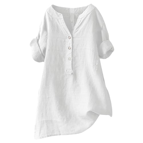 Longbluse Damen Sommer 2025 Button-Down Bluse Übergröße Musselin Bluse Damen Leinenbluse Atmungsaktive Tops Große Größen Asymmetrische Tunika Herbst Lose Lässige Langarmshirts Longbluse Damen Sommer 2025 Button-Down Bluse Übergröße Musselin Bluse Damen Leinenbluse Atmungsaktive Tops Große Größen Asymmetrische Tunika Herbst Lose Lässige Langarmshirts von Generisch
