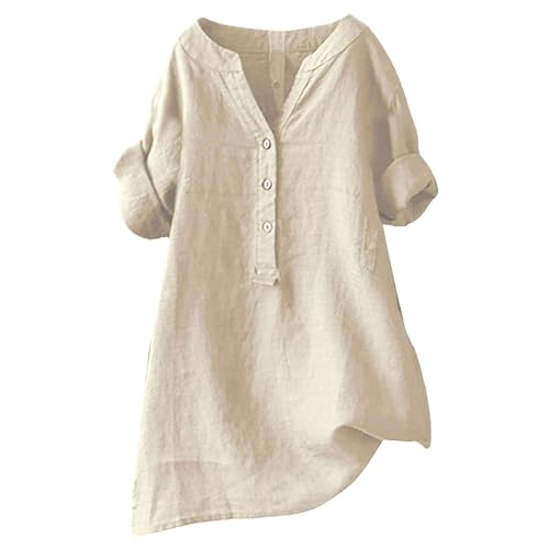 Longbluse Damen Sommer 2025 Button-Down Bluse Übergröße Musselin Bluse Damen Leinenbluse Atmungsaktive Tops Große Größen Asymmetrische Tunika Herbst Lose Lässige Langarmshirts Longbluse Damen Sommer 2025 Button-Down Bluse Übergröße Musselin Bluse Damen Leinenbluse Atmungsaktive Tops Große Größen Asymmetrische Tunika Herbst Lose Lässige Langarmshirts von Generisch