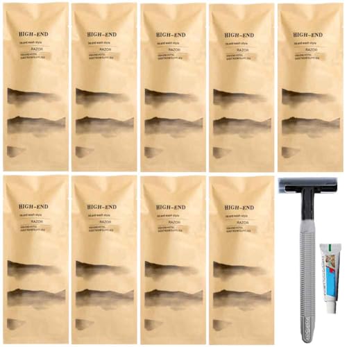 Luxuriöses, einzeln verpacktes, umweltfreundliches Einweg-Rasierer-Set mit Rasiercreme, Spa-Sauna-Körperrasierer-Set, multifunktionaler manueller Rasiermesser für Hotel, Reisen, den täglichen Gebrauch Luxuriöses, einzeln verpacktes, umweltfreundliches Einweg-Rasierer-Set mit Rasiercreme, Spa-Sauna-Körperrasierer-Set, multifunktionaler manueller Rasiermesser für Hotel, Reisen, den täglichen Gebrauch von Generisch