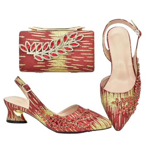 Luxuriöses italienisches Schuhbeutel-Set für Damen, verziert mit Strasssteinen, afrikanische Hochzeit, Schuhbeutel-Set Luxuriöses italienisches Schuhbeutel-Set für Damen, verziert mit Strasssteinen, afrikanische Hochzeit, Schuhbeutel-Set von Generisch