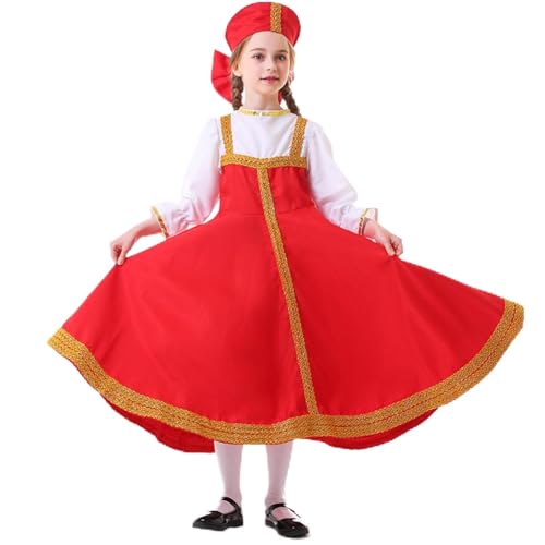 Mädchen Festlich Kleider Russische Traditionelle Uniformen Puffärmel Vintage Retro Bluse Top Partykleid mit Kopfbedeckung Mädchen Festlich Kleider Russische Traditionelle Uniformen Puffärmel Vintage Retro Bluse Top Partykleid mit Kopfbedeckung von Generisch