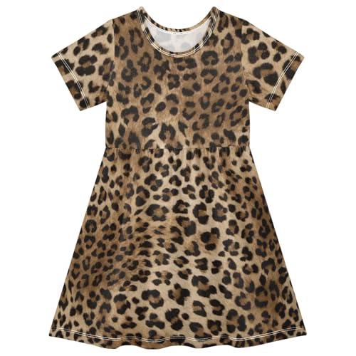 Mädchen Kleider Leopard Druck Sommer Kleid Kurzarm Freizeit T-Shirt Kleider für Mädchen Kinder Mädchen Kleider Leopard Druck Sommer Kleid Kurzarm Freizeit T-Shirt Kleider für Mädchen Kinder von Generisch
